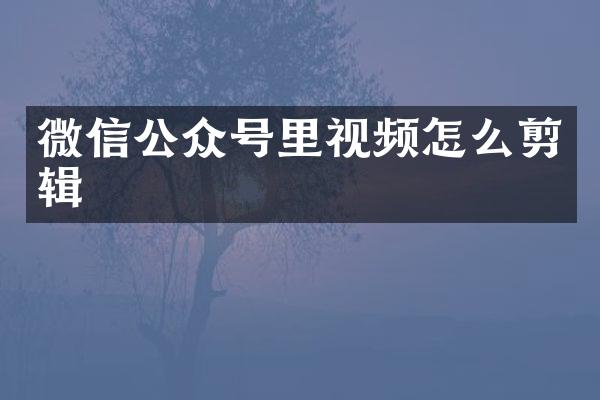 微信公众号里视频怎么剪辑