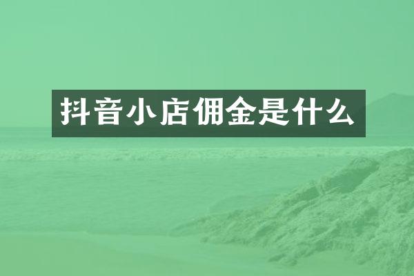 抖音小店佣金是什么