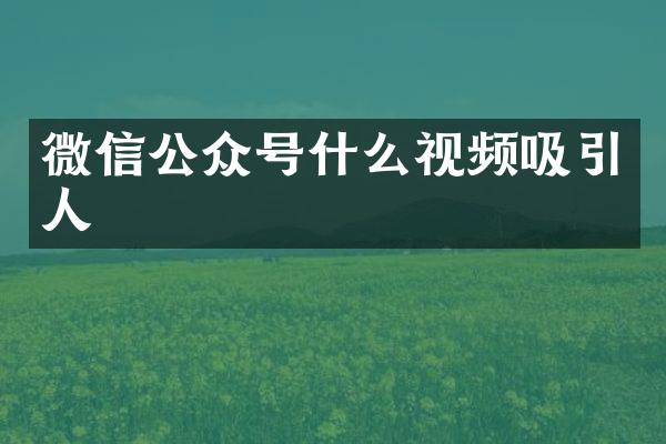 微信公众号什么视频吸引人