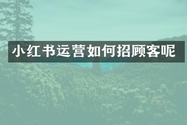 小红书运营如何招顾客呢