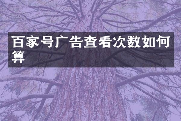 百家号广告查看次数如何算