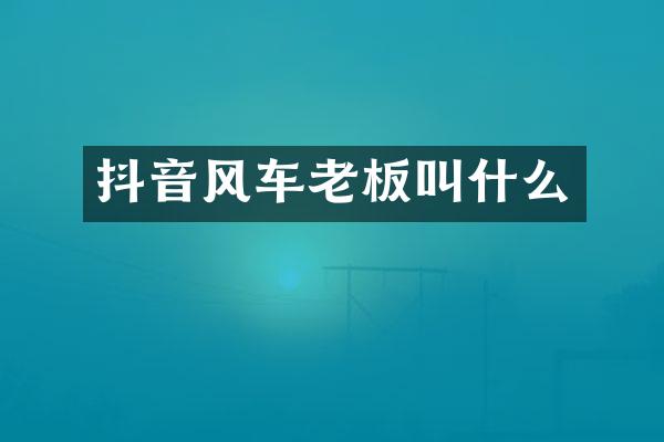 抖音风车老板叫什么