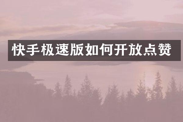 快手极速版如何开放点赞