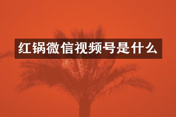 红锅微信视频号是什么