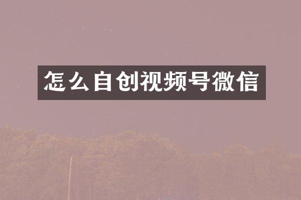 怎么自创视频号微信