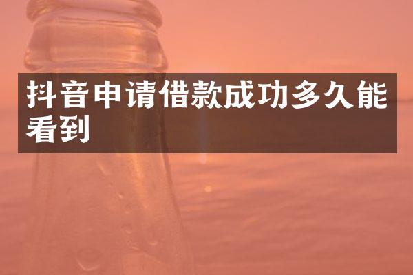 抖音申请借款成功多久能看到