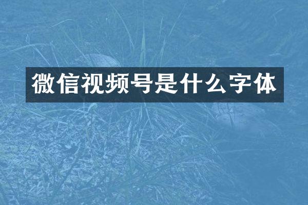 微信视频号是什么字体