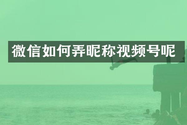 微信如何弄昵称视频号呢
