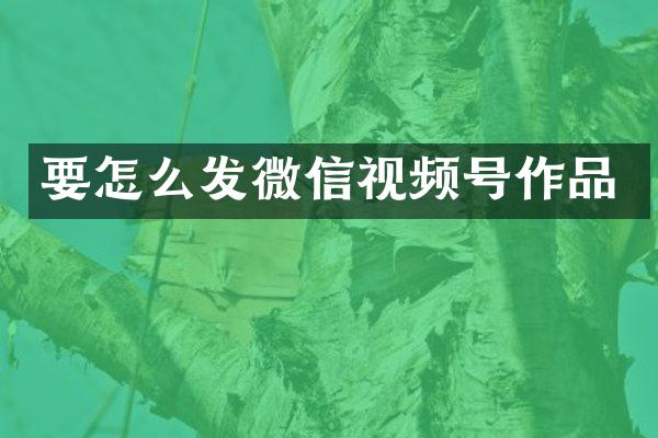 要怎么发微信视频号作品