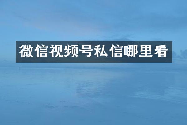 微信视频号私信哪里看
