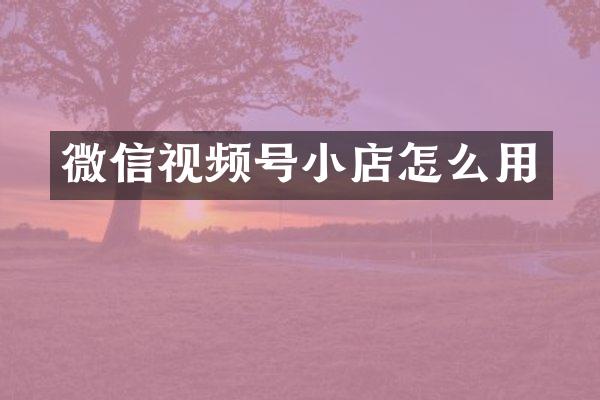 微信视频号小店怎么用