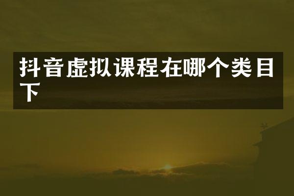 抖音虚拟课程在哪个类目下