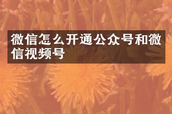 微信怎么开通公众号和微信视频号