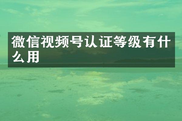 微信视频号认证等级有什么用