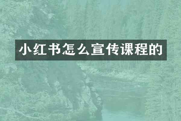 小红书怎么宣传课程的