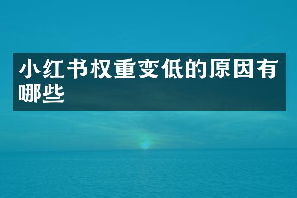 小红书权重变低的原因有哪些