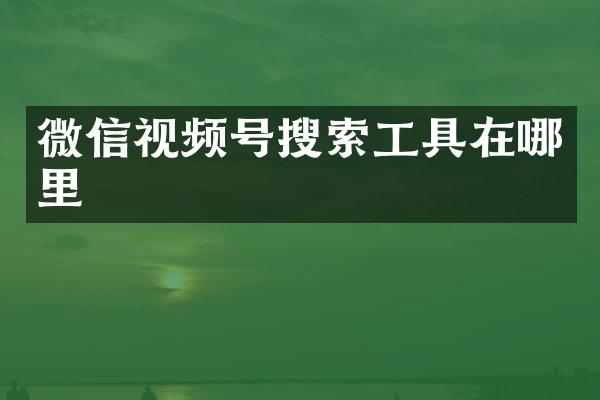 微信视频号搜索工具在哪里