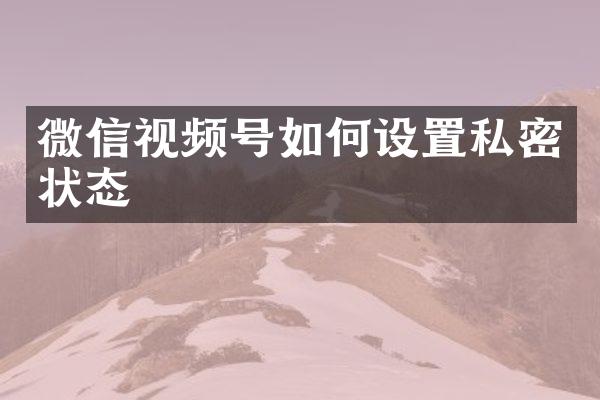 微信视频号如何设置私密状态