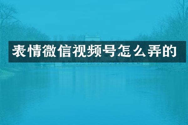 表情微信视频号怎么弄的