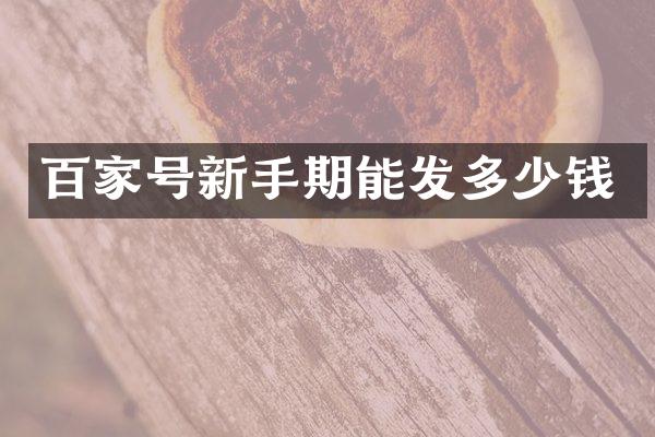 百家号新手期能发多少钱