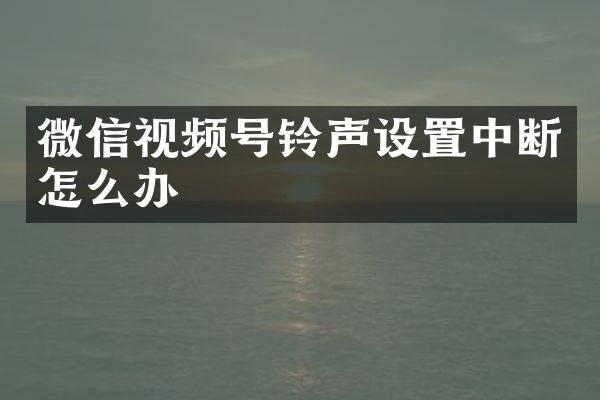 微信视频号铃声设置中断怎么办