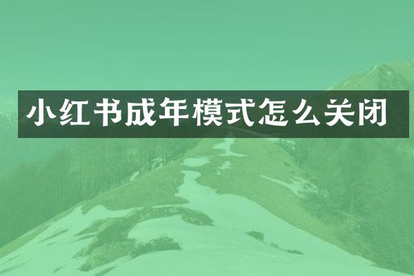 小红书成年模式怎么关闭
