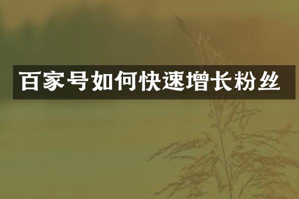 百家号如何快速增长粉丝
