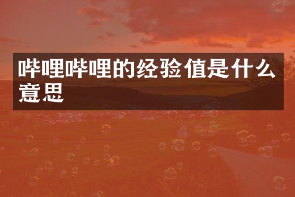 哔哩哔哩的经验值是什么意思