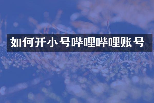 如何开小号哔哩哔哩账号