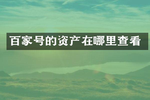 百家号的资产在哪里查看
