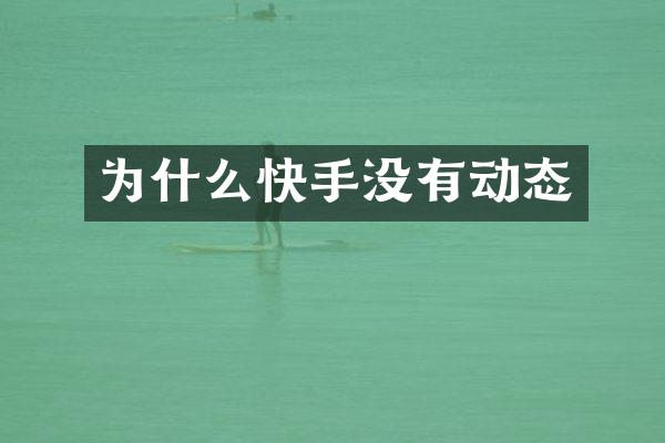 为什么快手没有动态