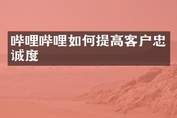 哔哩哔哩如何提高客户忠诚度