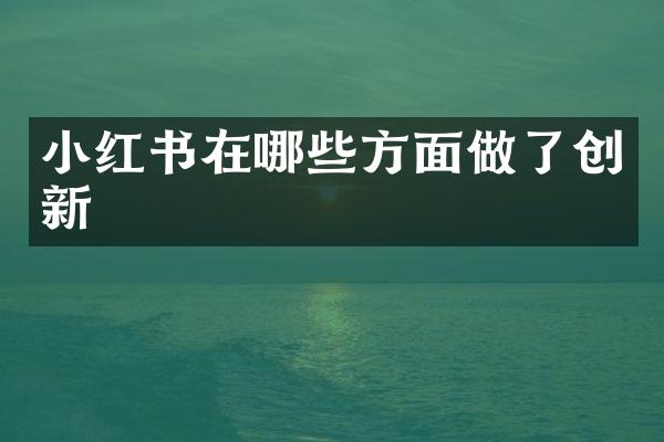 小红书在哪些方面做了创新