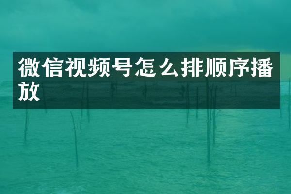 微信视频号怎么排顺序播放