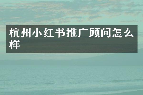 杭州小红书推广顾问怎么样