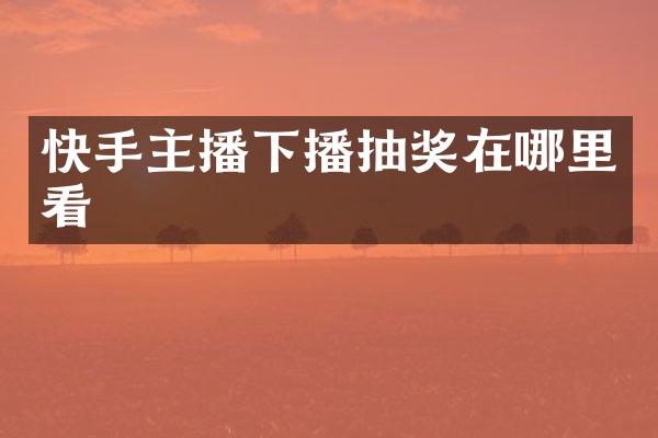 快手主播下播抽奖在哪里看