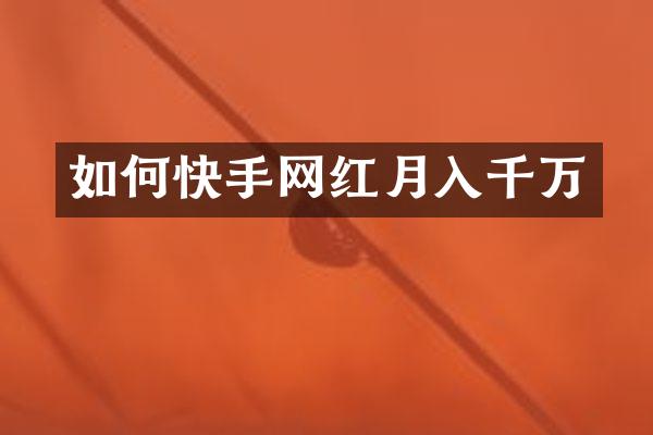 如何快手网红月入千万