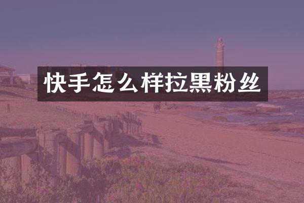 快手怎么样拉黑粉丝