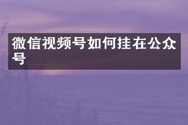 微信视频号如何挂在公众号