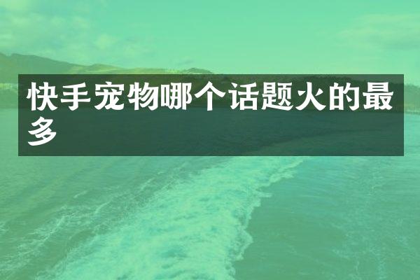 快手宠物哪个话题火的最多