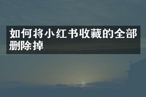 如何将小红书收藏的全部删除掉