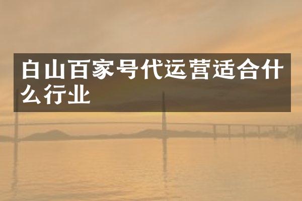 白山百家号适合什么行业
