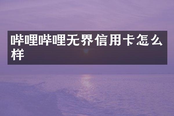 哔哩哔哩无界信用卡怎么样