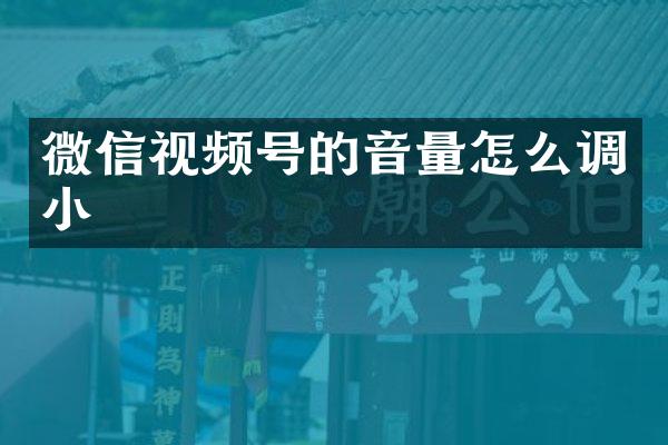 微信视频号的音量怎么调小