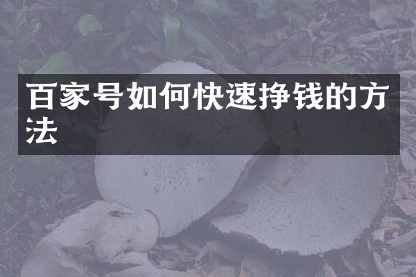 百家号如何快速挣钱的方法
