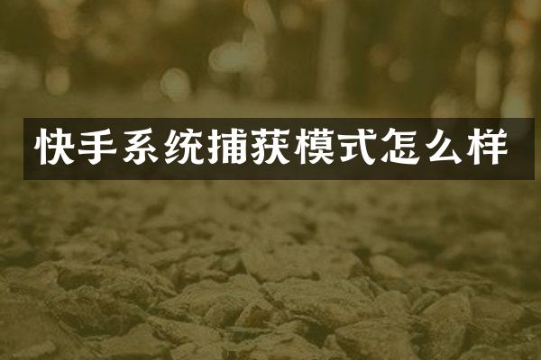 快手系统捕获模式怎么样