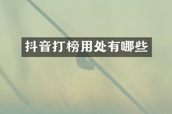 抖音打榜用处有哪些