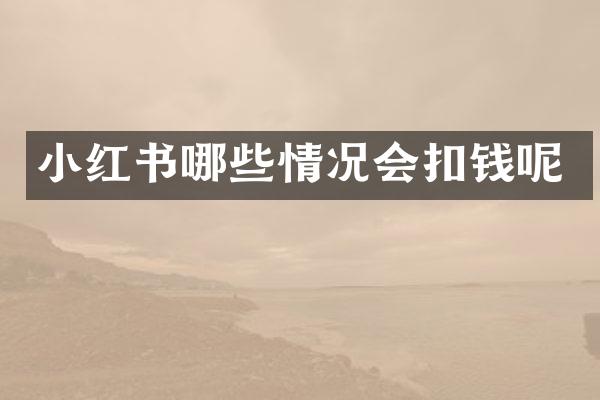 小红书哪些情况会扣钱呢