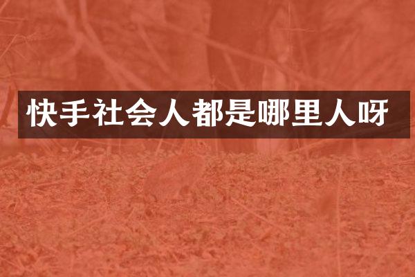 快手社会人都是哪里人呀