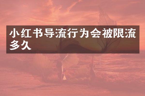 小红书导流行为会被限流多久